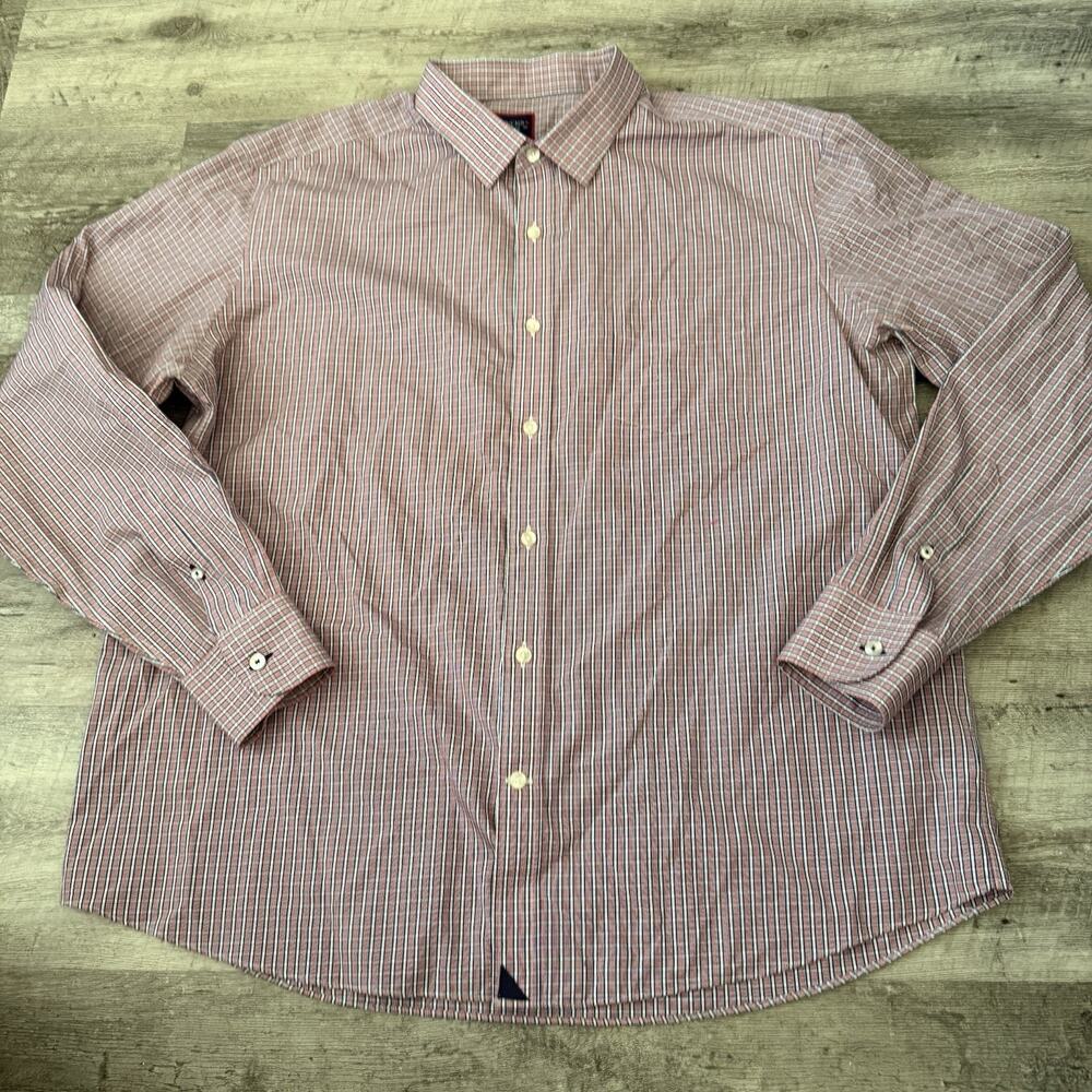 Untuckit Shirt Mens XXL Button Up Red Blue Check 100% Cotton Wrinkle Free